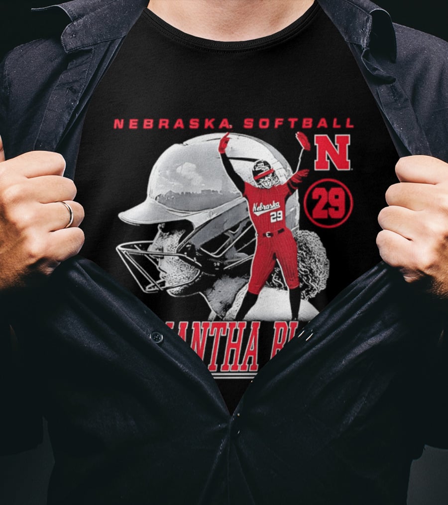 Nebraska Softball Samantha Bland Number 29 Player Iconic N T-Shirt