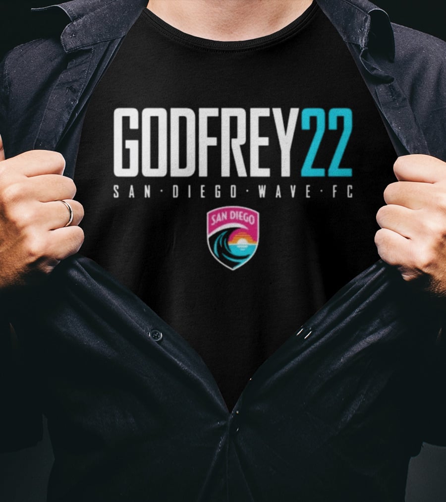 San Diego Wave FC Godfrey 22 Soccer Player Team NWSL T-Shirt