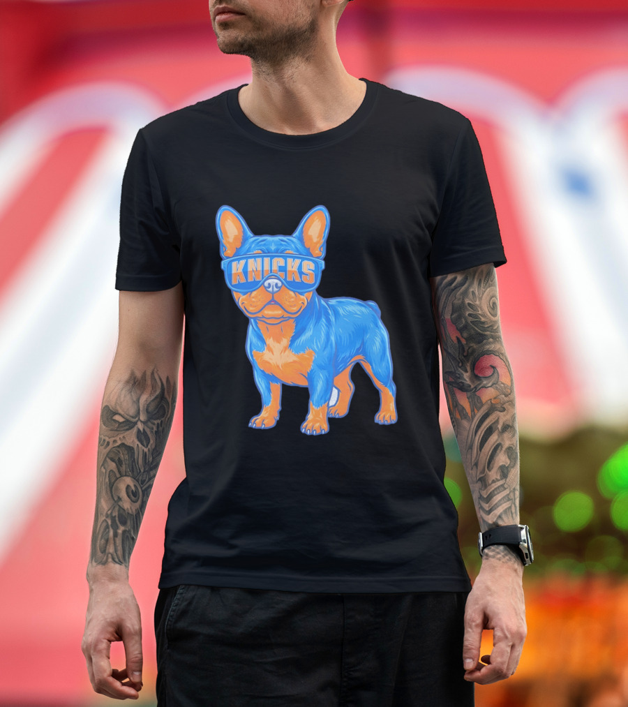 New York Knicks Bulldog Wearing Sunglasses T-Shirt