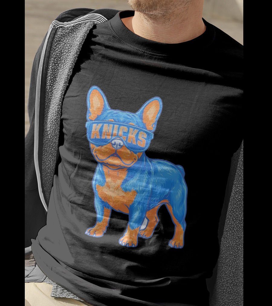 New York Knicks Bulldog Wearing Sunglasses T-Shirt