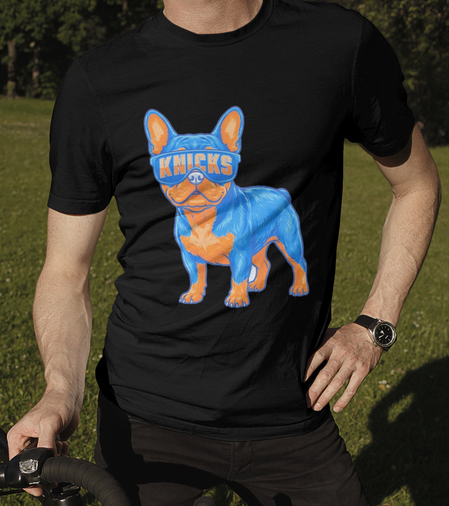 New York Knicks Bulldog Wearing Sunglasses T-Shirt