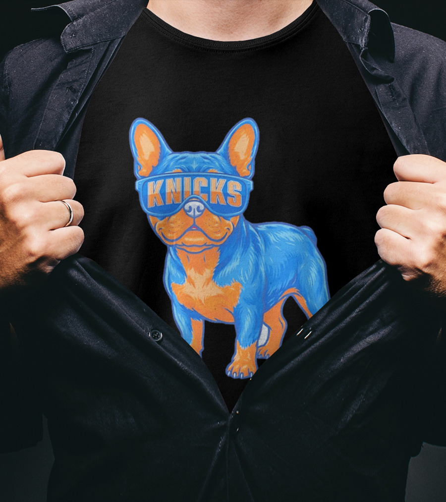 New York Knicks Bulldog Wearing Sunglasses T-Shirt