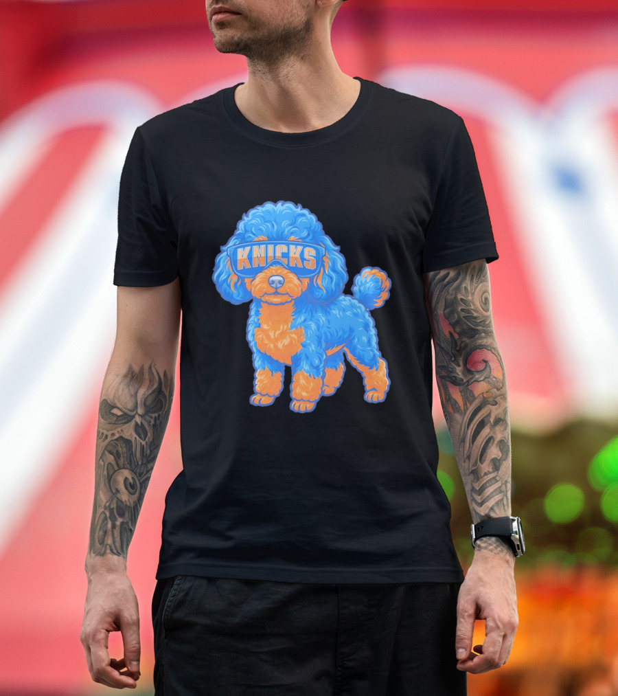 New York Knicks Teacup Poodle Cartoon Glasses T-Shirt