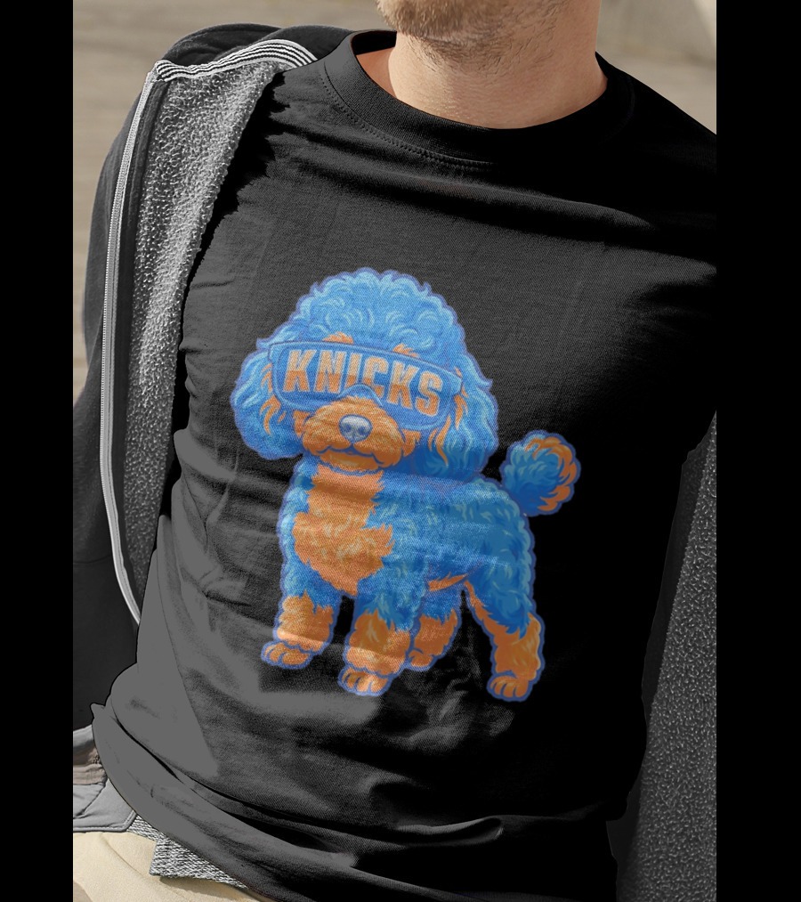 New York Knicks Teacup Poodle Cartoon Glasses T-Shirt