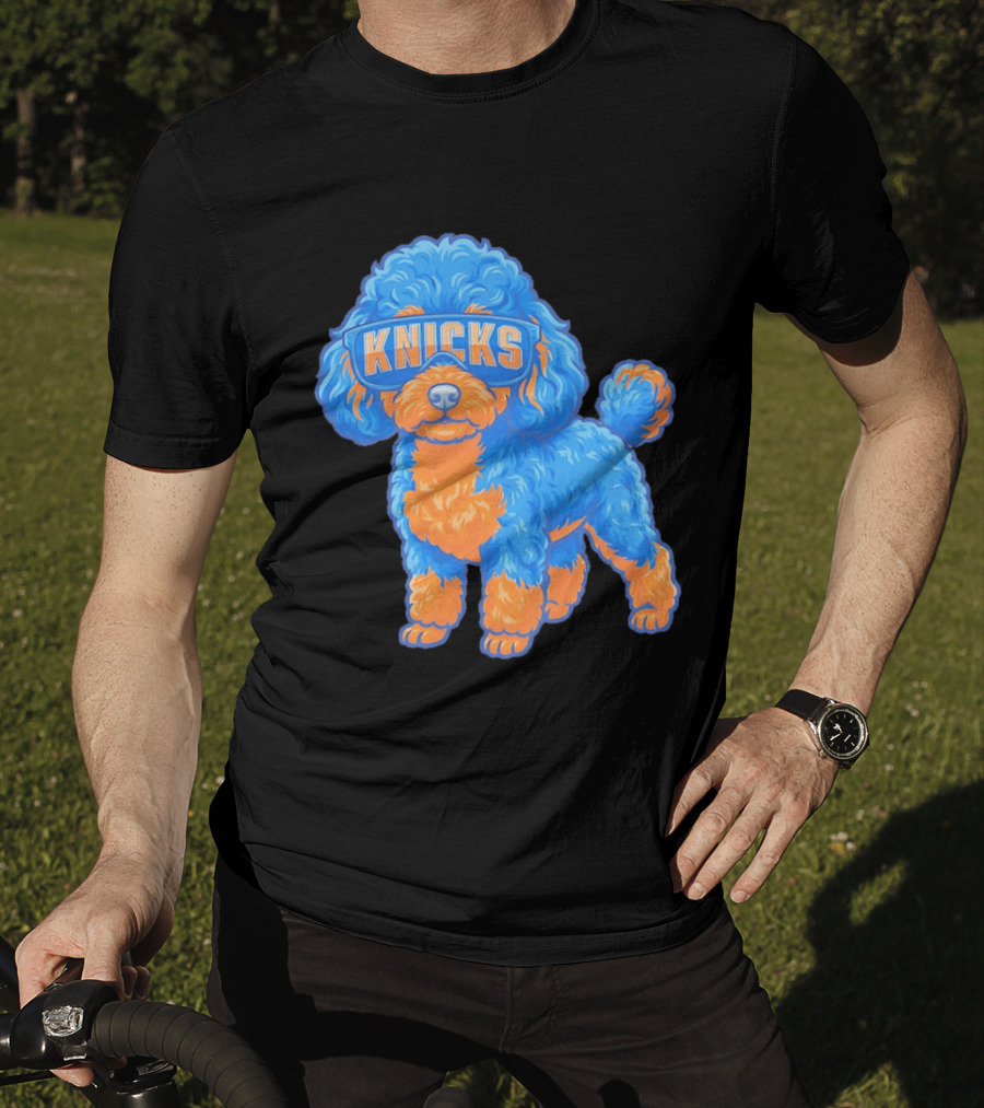 New York Knicks Teacup Poodle Cartoon Glasses T-Shirt