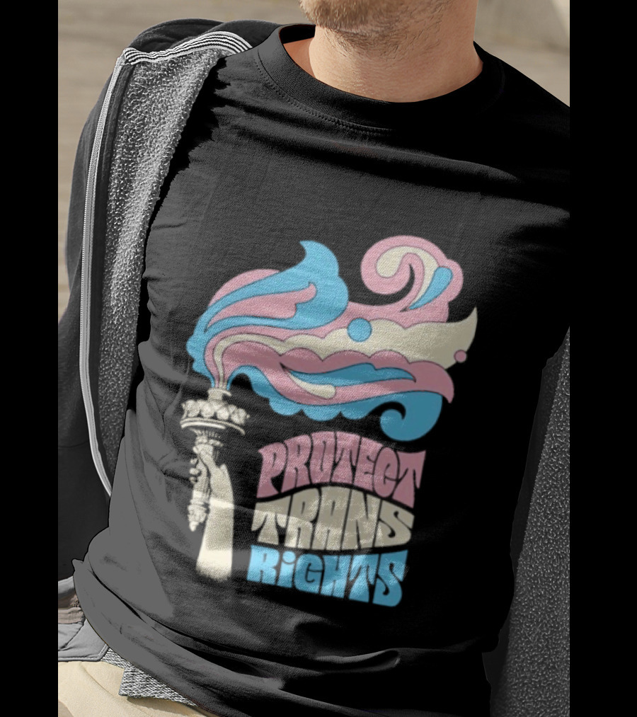 Protect Trans Rights Torch Symbol Bold Pride T-Shirt