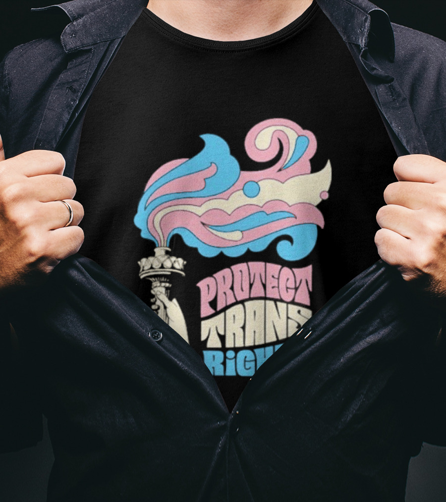 Protect Trans Rights Torch Symbol Bold Pride T-Shirt