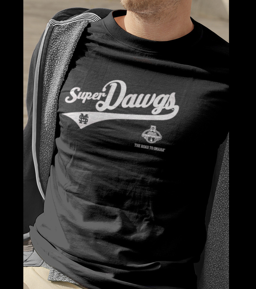 Super Dawgs MSU Baseball The Road To Omaha Mississippi State Bulldogs T-Shirt