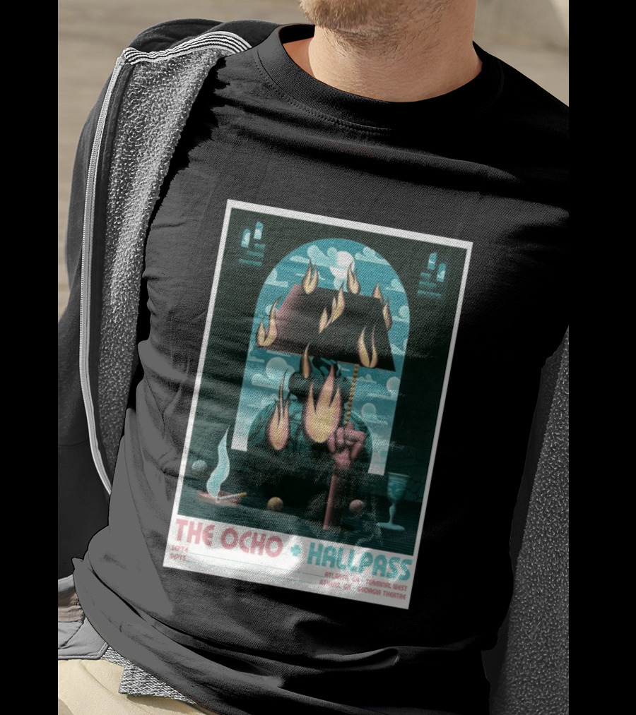 The Ocho Hallpass Atlanta GA Terminal West September 05 2026 Flames Clouds Fist T-Shirt