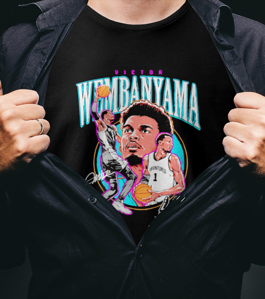 Victor Wembanyama San Antonio Spurs Basketball Player NBA Signature T-Shirt