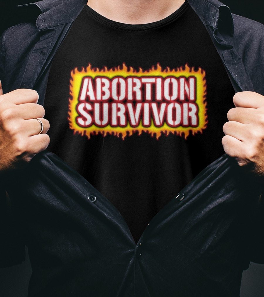 Abortion Survivor Flaming Text Bold Impactful T-Shirt