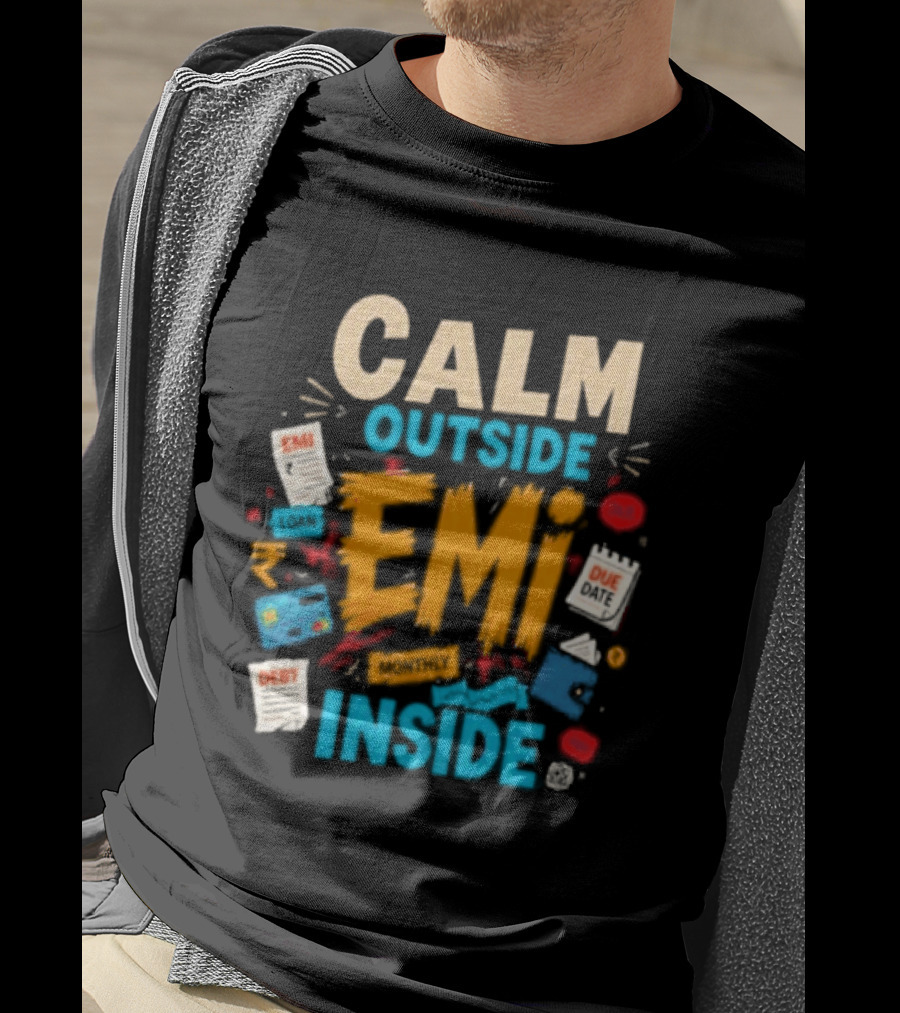 Calm Outside Anxiety Surrounding EMI Monthly Payments Inside T-Shirt