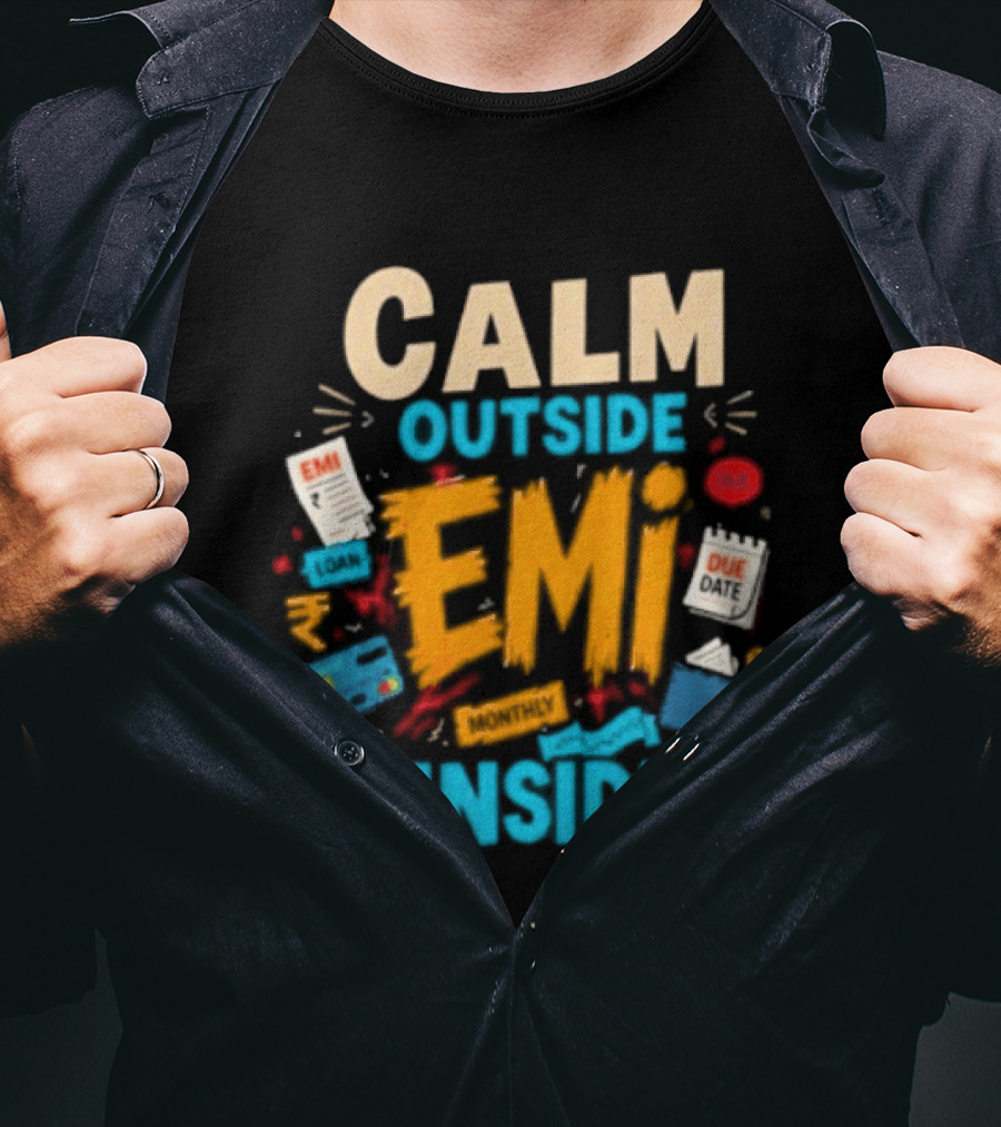 Calm Outside Anxiety Surrounding EMI Monthly Payments Inside T-Shirt