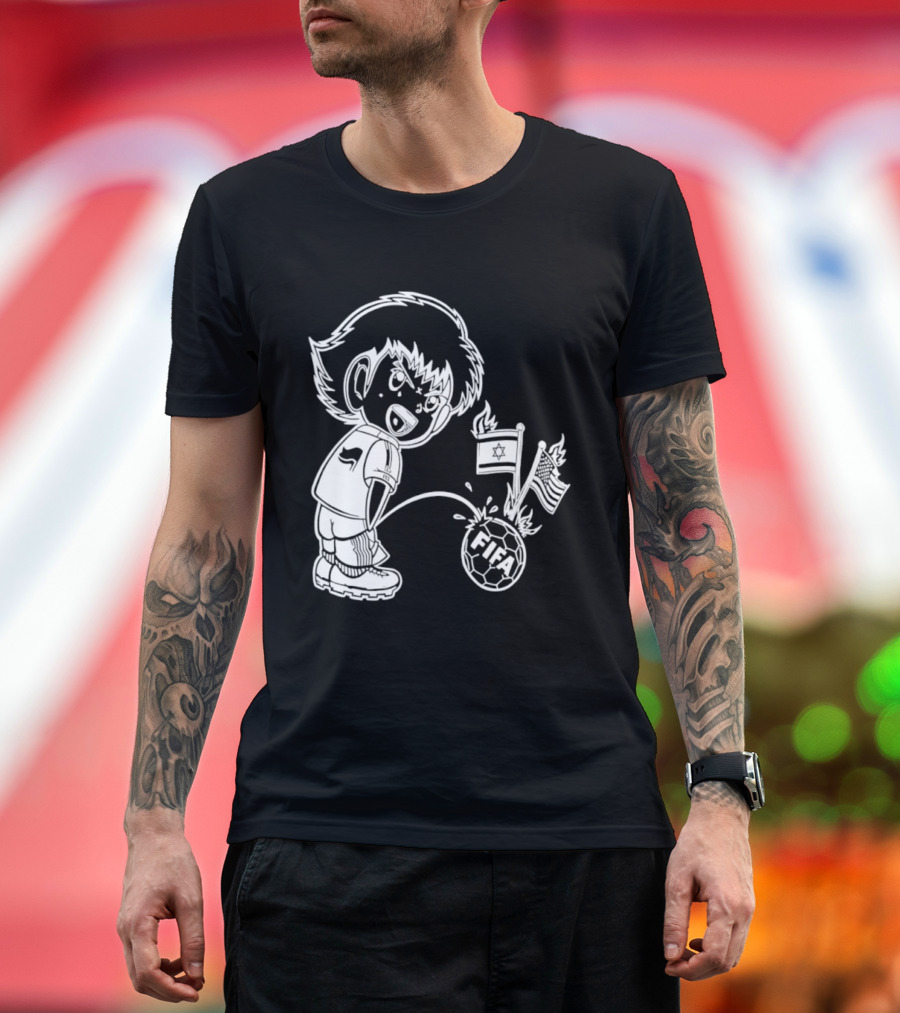 Captain Tsubasa Peeing FIFA Soccer Ball Israel USA Flags T-Shirt