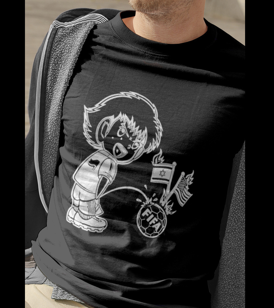 Captain Tsubasa Peeing FIFA Soccer Ball Israel USA Flags T-Shirt