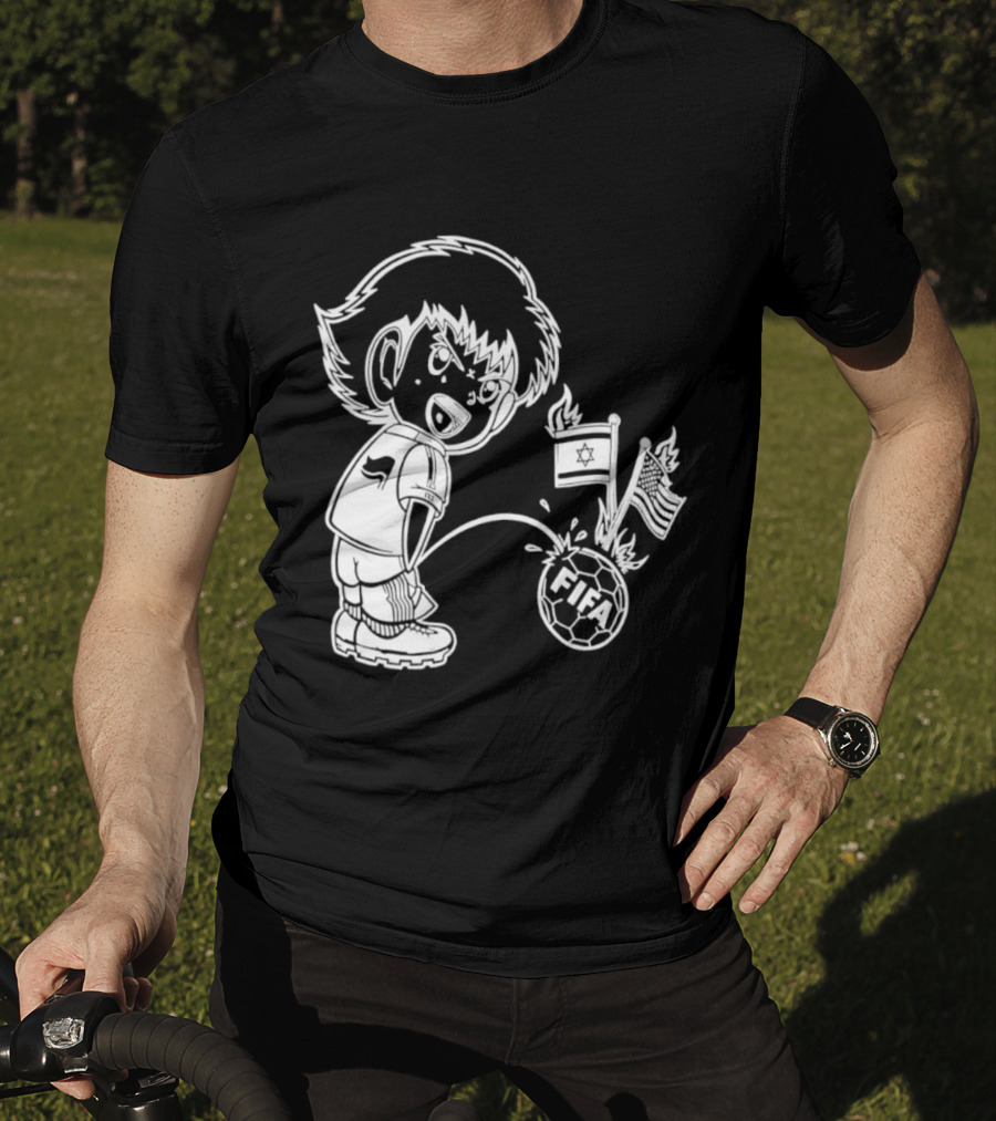 Captain Tsubasa Peeing FIFA Soccer Ball Israel USA Flags T-Shirt