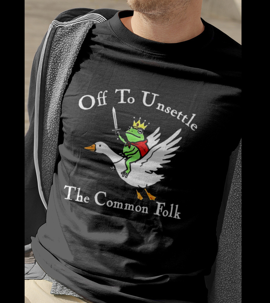 Off To Unsettle The Common Folk Frog King Riding Goose T-Shirt