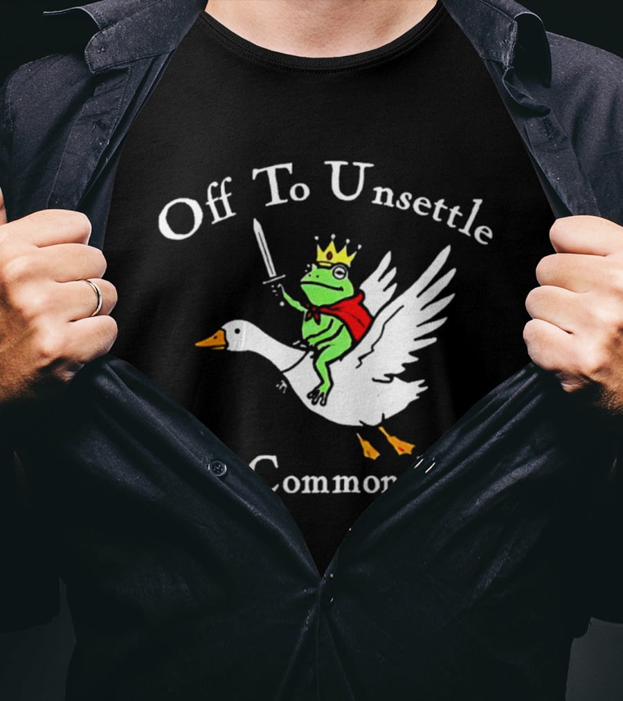 Off To Unsettle The Common Folk Frog King Riding Goose T-Shirt
