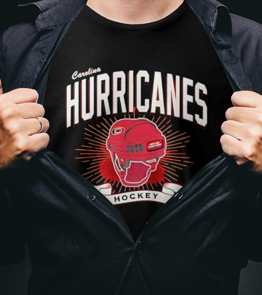 Carolina Hurricanes Red Helmet Hockey T-Shirt