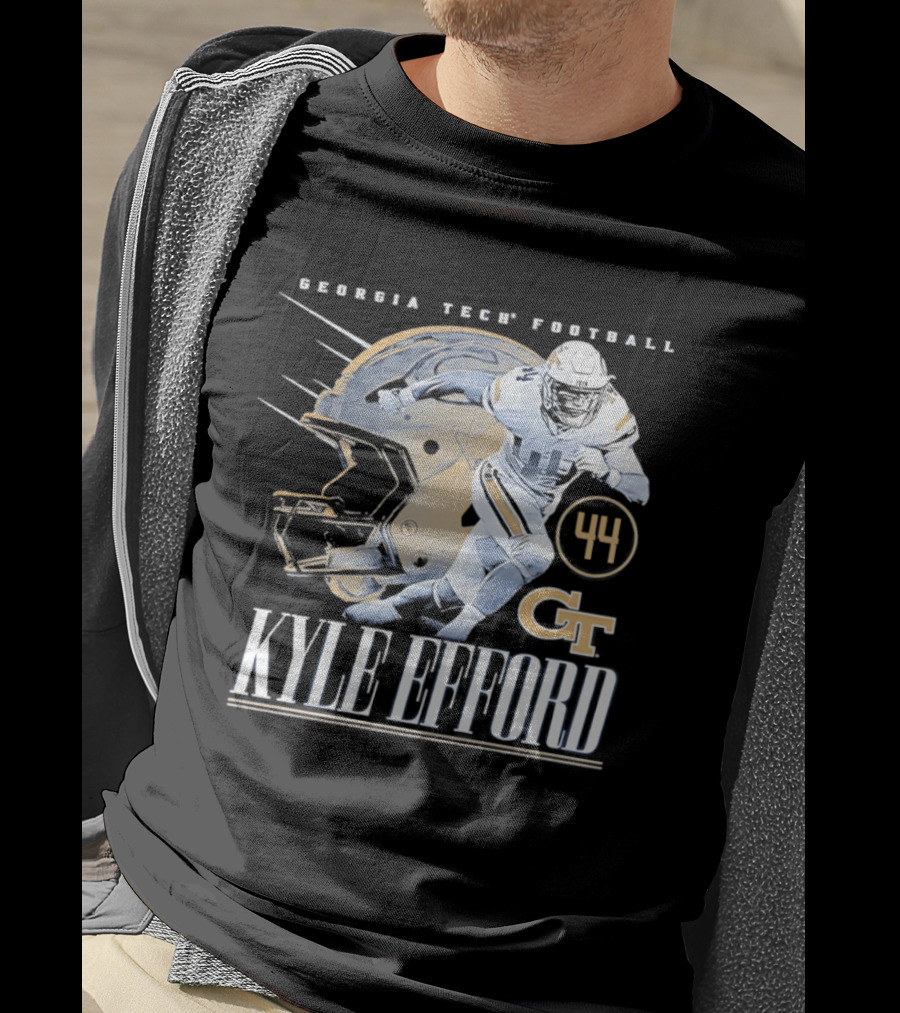 Georgia Tech Football Kyle Efford 44 GT Helmet T-Shirt