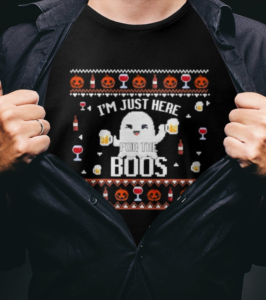 Halloween I'm Just Here For The Boos Busch Light Ghost Beer Pumpkins T-Shirt
