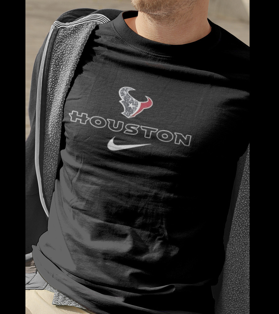 Houston Texans In My Veins Jesus In My Heart Diamond Tears Two Sided T-Shirt