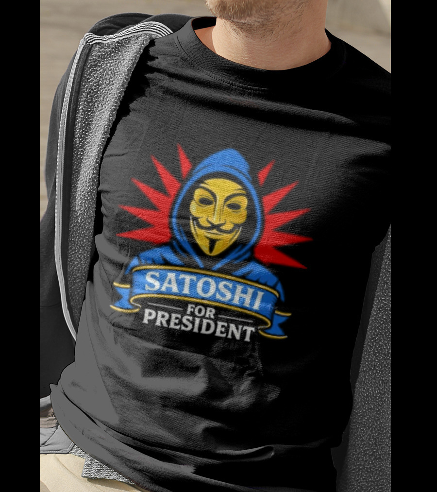 Satoshi For President Crypto Revolution Guy Fawkes Mask T-Shirt