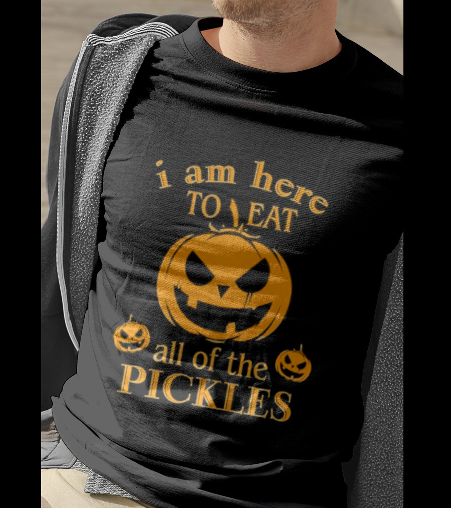 I Am Here To Eat All Of The Pickles Pumpkin Halloween T-Shirt