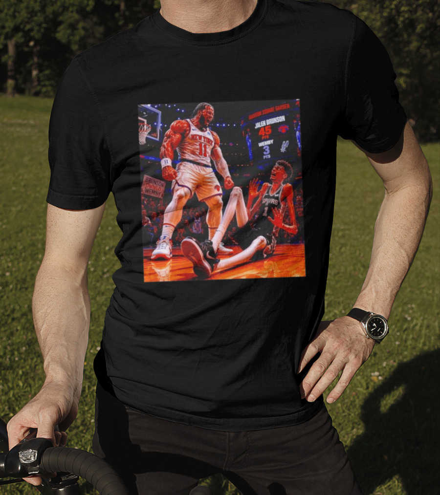 NBA Showdown Jalen Brunson 45 Points Victor Wembanyama 3 Points New York Spurs Matchup Madison Square Garden T-Shirt