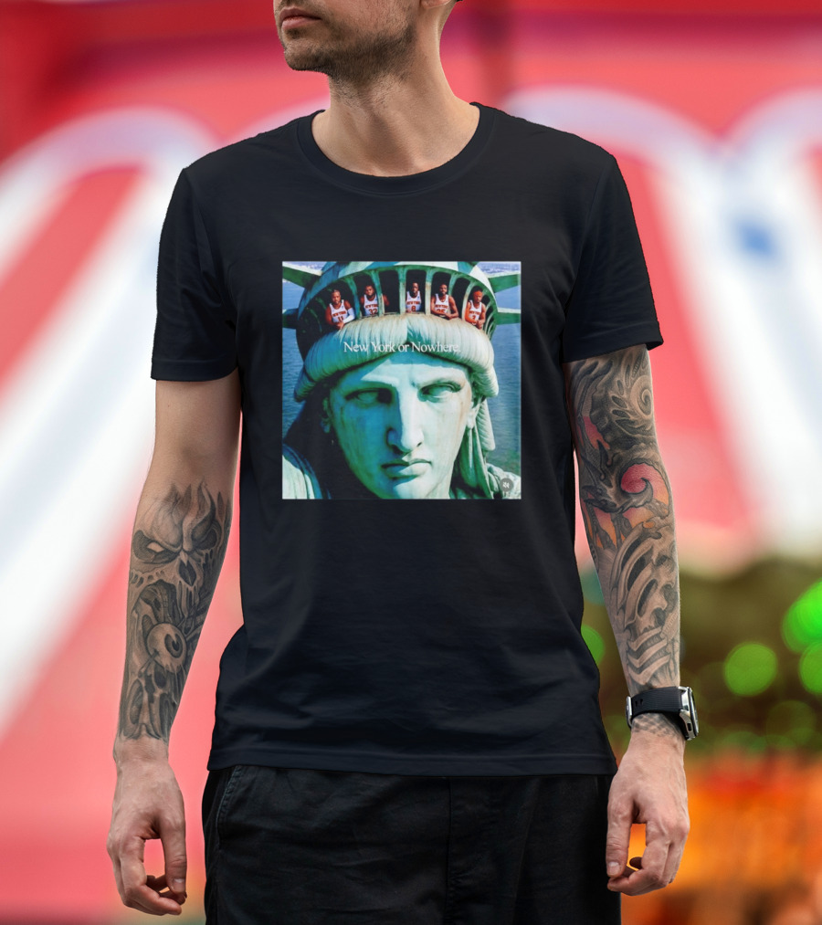 New York Knicks Jalen Brunson Karl Anthony Towns OG Anunoby Mikal Bridges Josh Hart Statue Of Liberty New York Or Nowhere T-Shirt