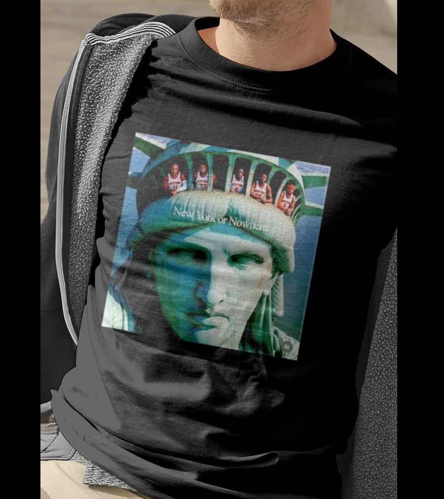 New York Knicks Jalen Brunson Karl Anthony Towns OG Anunoby Mikal Bridges Josh Hart Statue Of Liberty New York Or Nowhere T-Shirt