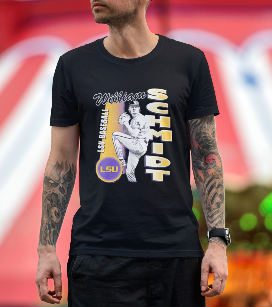 LSU Baseball William Schmidt Pitching Pose T-Shirt