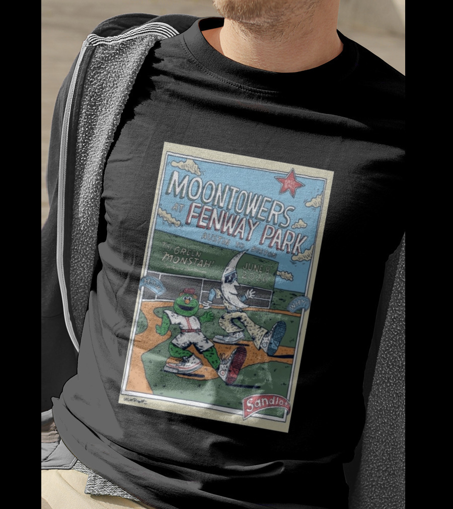 Moontowers At Fenway Park June 8 2026 Austin To Boston The Green Monstah Sandlot T-Shirt