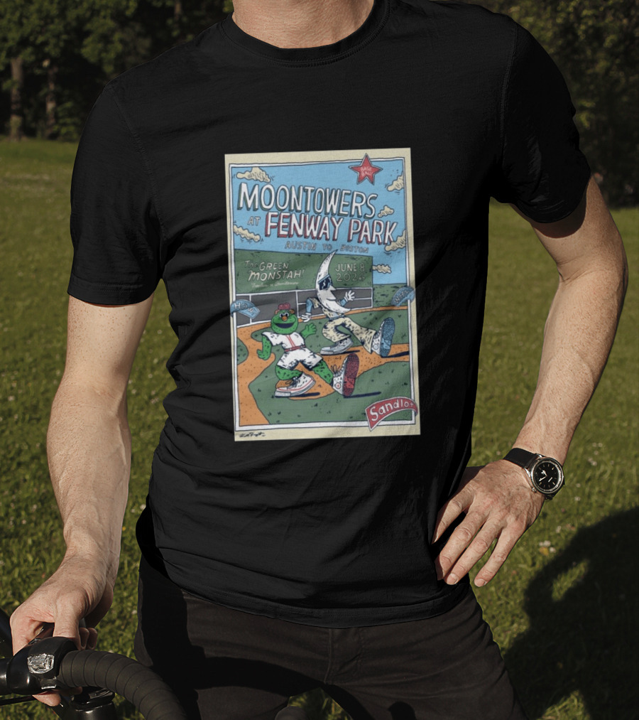 Moontowers At Fenway Park June 8 2026 Austin To Boston The Green Monstah Sandlot T-Shirt
