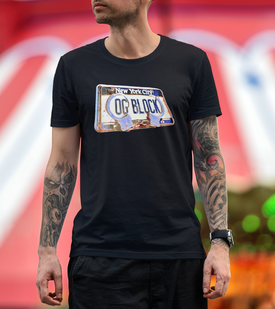 New York City OG Block License Plate Handcuffs T-Shirt