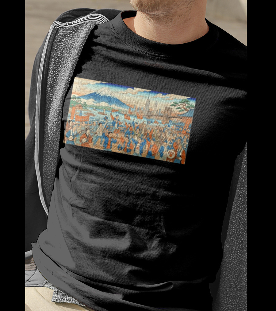 New York Knicks Fans Ukiyo E Mount Fuji New York City Skyline 1946 T-Shirt