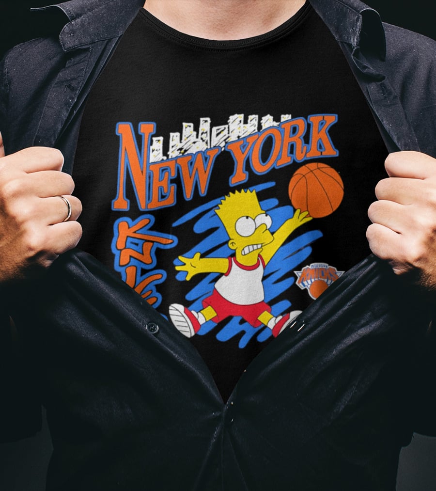 New York Knicks Bart Simpson Basketball Crossover Collaboration T-Shirt
