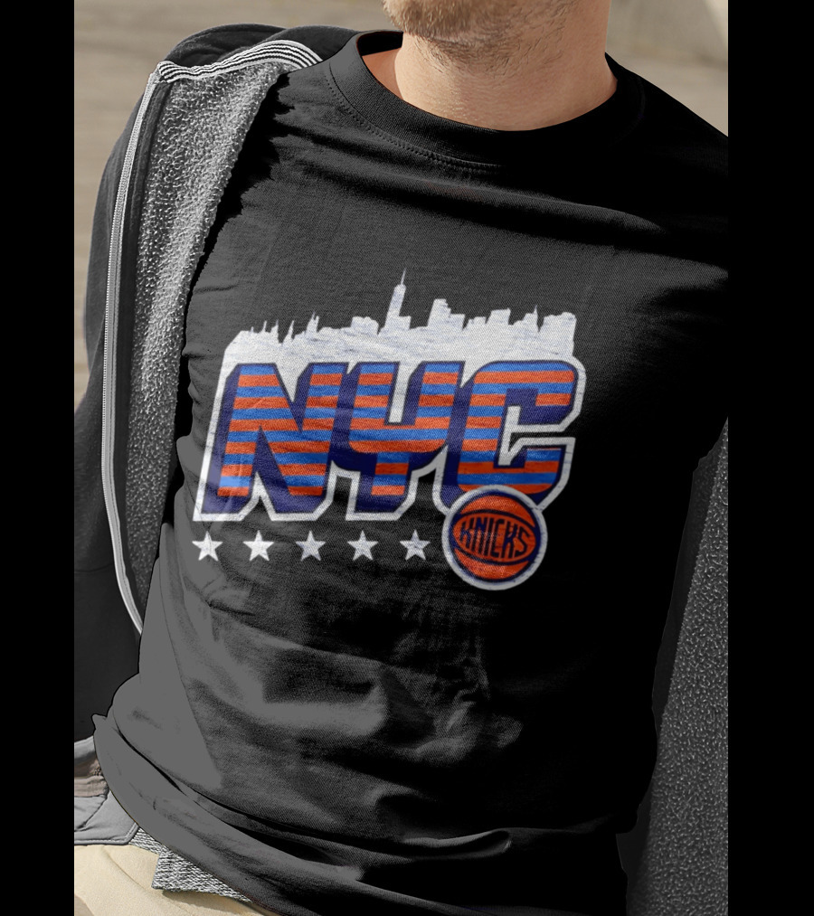 NYC Knicks Skyline Stars Basketball Fan Gear T-Shirt