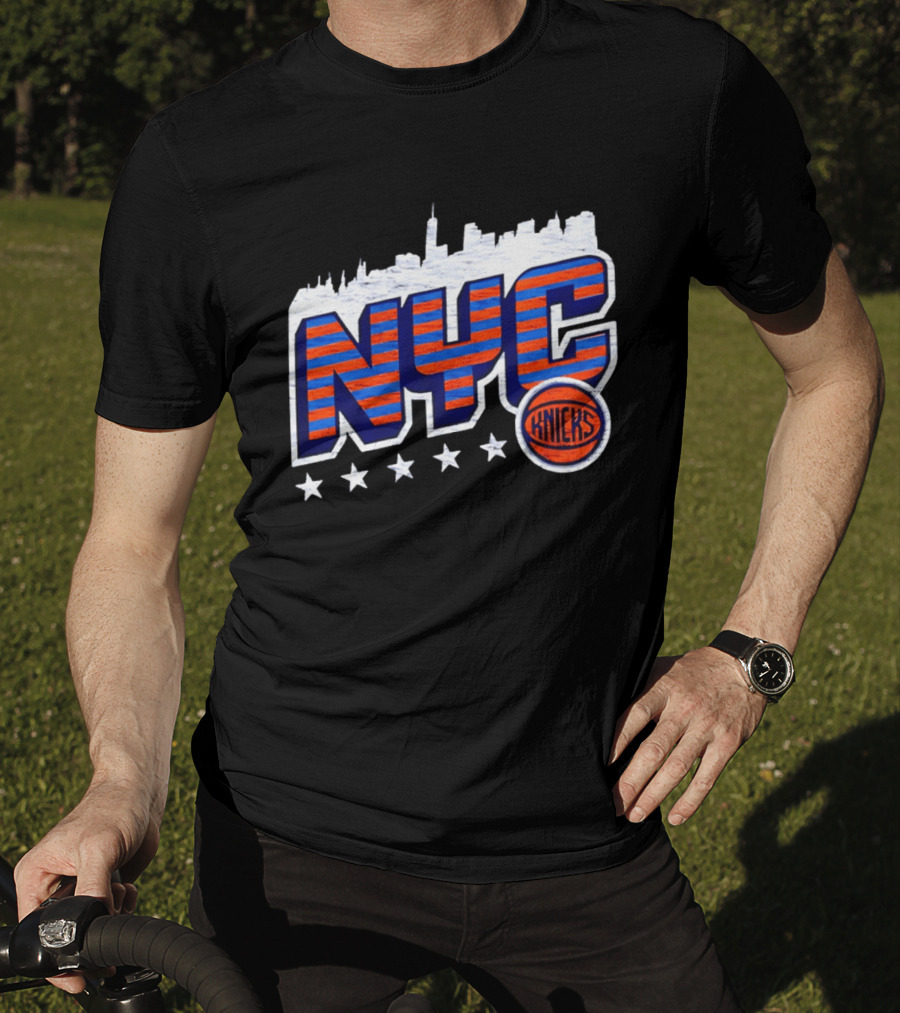 NYC Knicks Skyline Stars Basketball Fan Gear T-Shirt