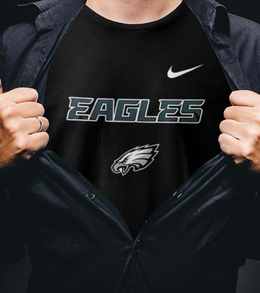 Philadelphia Eagles Skeleton Blue Colla American Proud Mechanic NFL Fan Nike Partnership T-Shirt