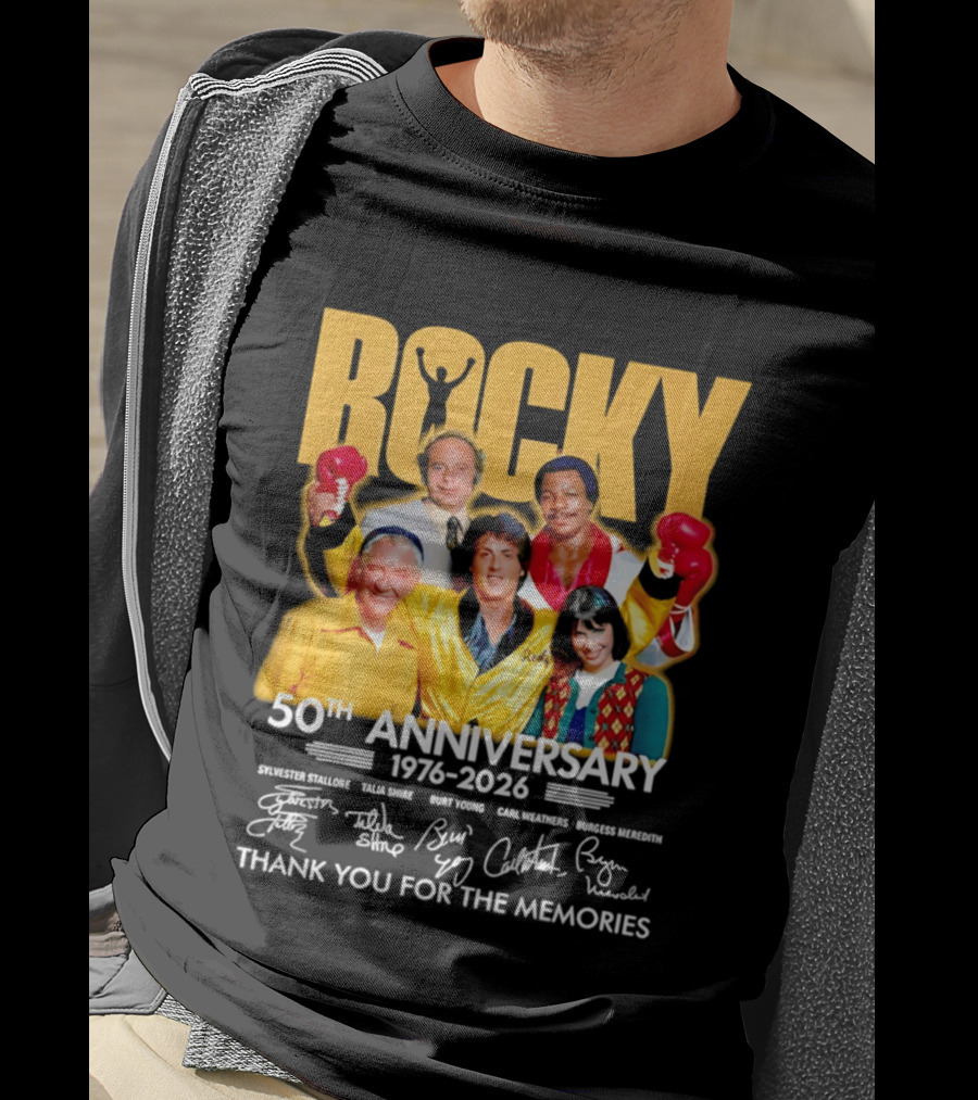 Rocky 50th Anniversary 1976 2026 Thank You For The Memories Celebrating Iconic Movie Legends T-Shirt