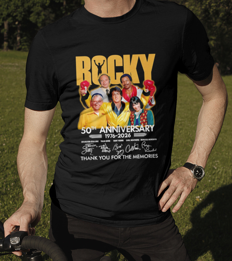 Rocky 50th Anniversary 1976 2026 Thank You For The Memories Celebrating Iconic Movie Legends T-Shirt