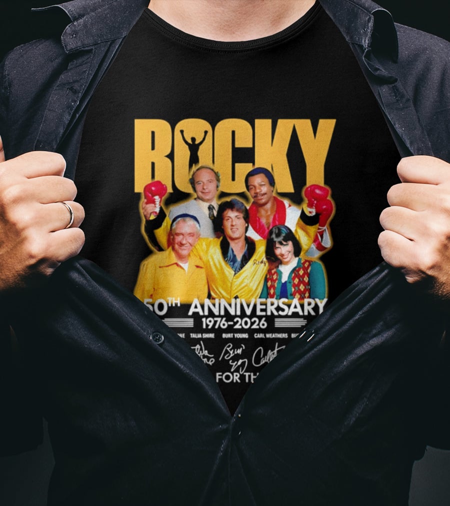 Rocky 50th Anniversary 1976 2026 Thank You For The Memories Celebrating Iconic Movie Legends T-Shirt