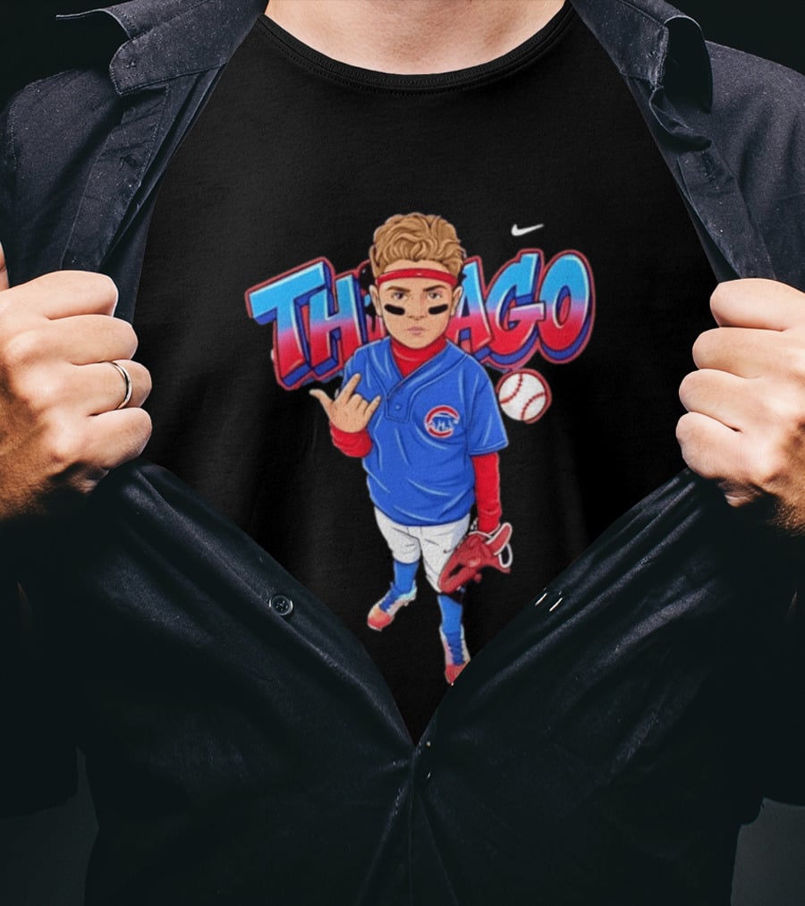 Thiago Chicago Cubs Baseball Cartoon Player Nike T-Shirt