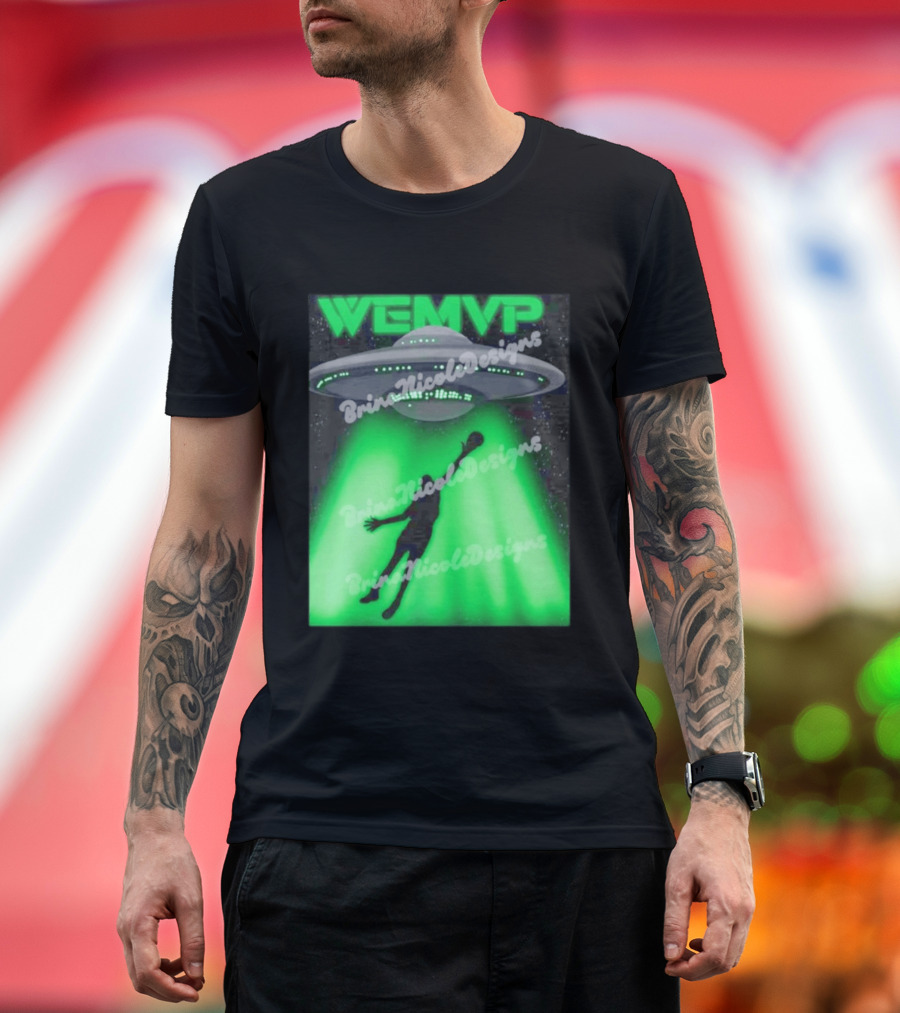 WEMVP Victor Wembanyama UFO Alien Abduction Basketball Player T-Shirt