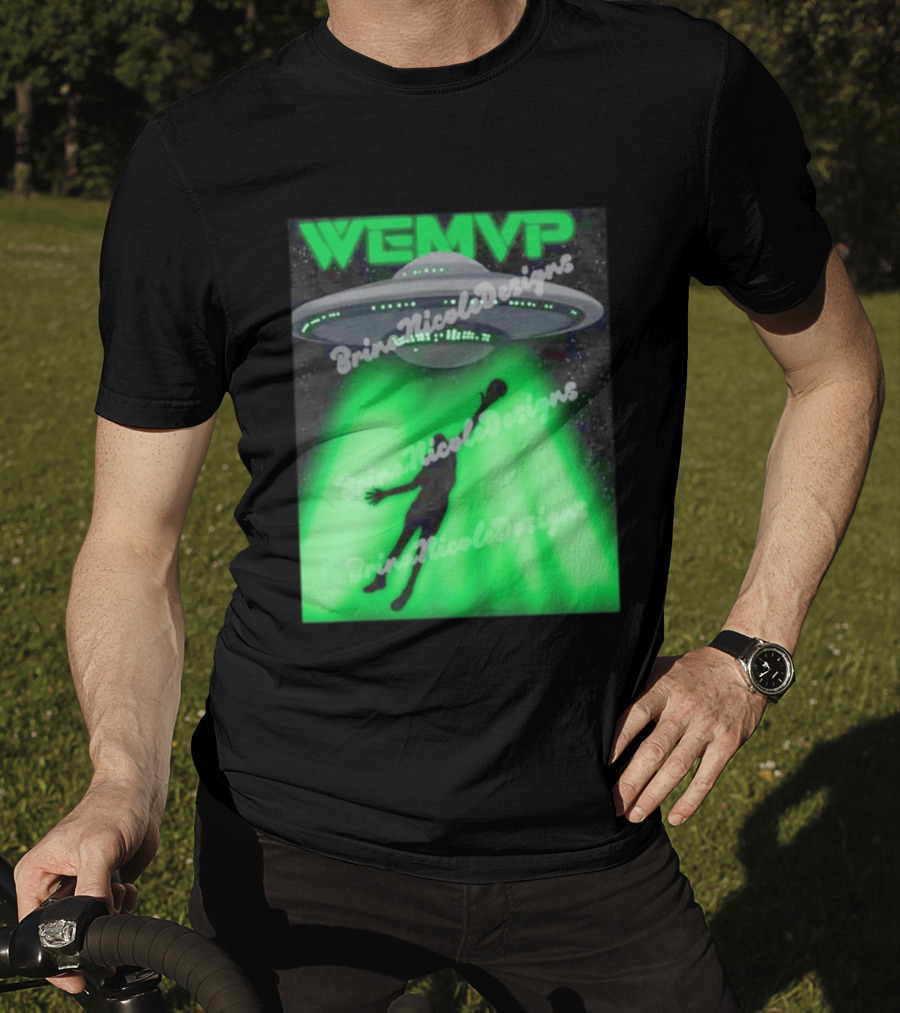 WEMVP Victor Wembanyama UFO Alien Abduction Basketball Player T-Shirt