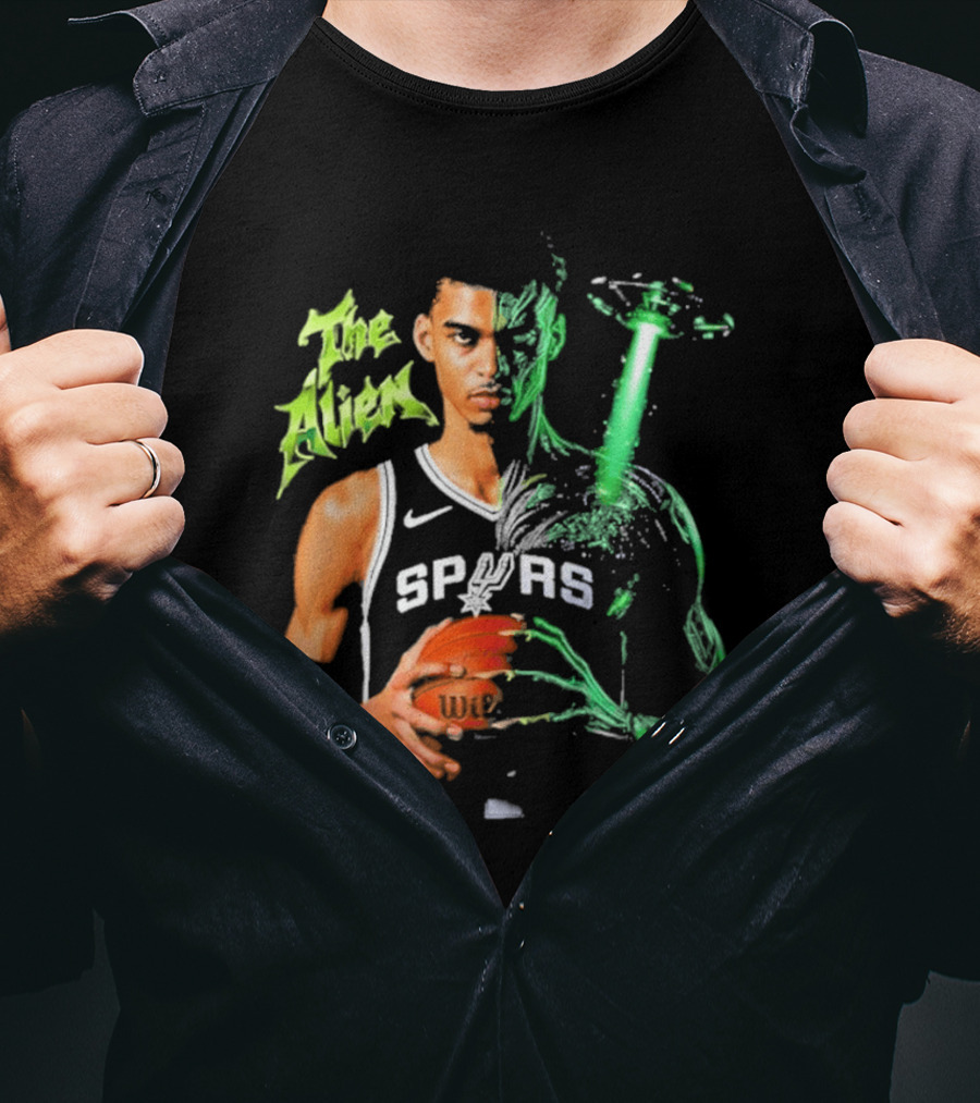 Wembanyama Spurs The Alien UFO NBA Player T-Shirt