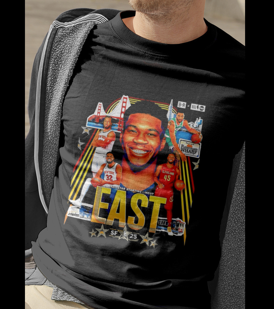 All Star Basketball Starting Lineup East 2026 Golden State Bay Bridge SF 45 Cleveland New York T-Shirt