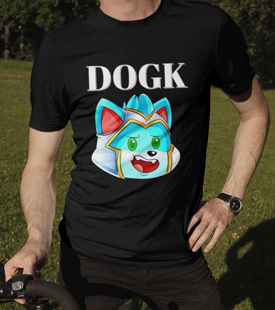 DOGK Cute Cartoon Character Blue Dog Head T-Shirt