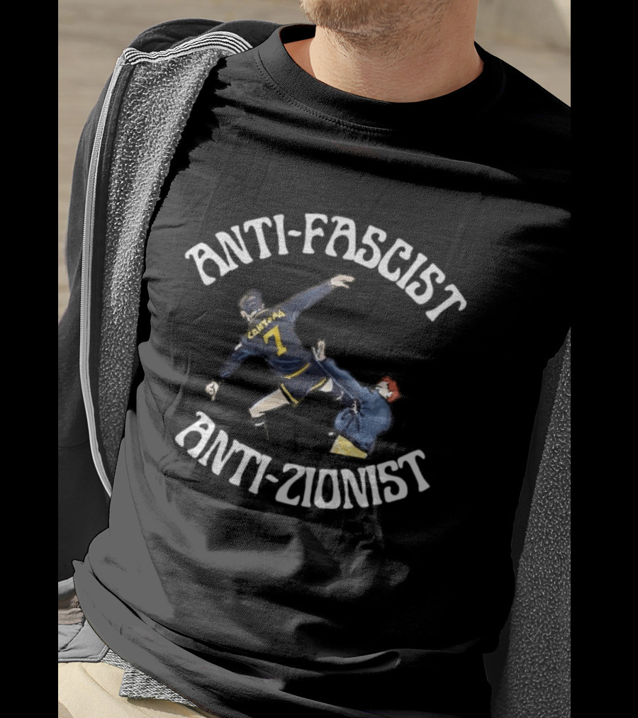 Eric Cantona Anti Fascist Anti Zionist Kick Manchester United Number 7 T-Shirt